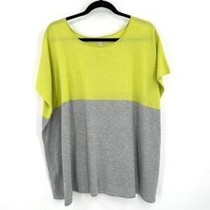 INDIGENOUS Neon Yellow Green Gray Boxy Open Side Organic Cotton Oversized Top 1